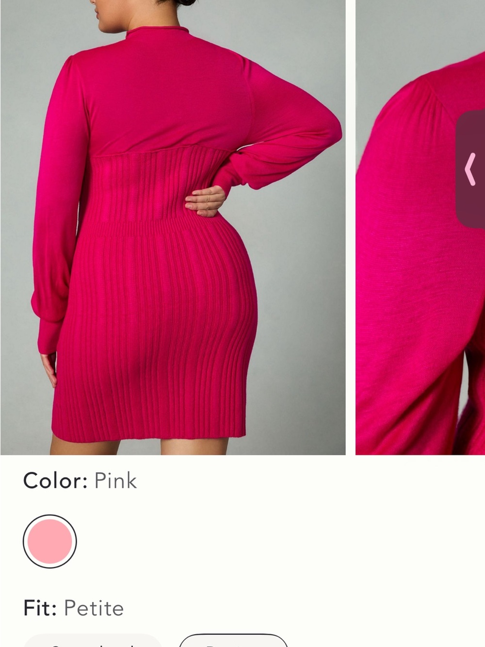 Anthropologie Fuchsia Long-Sleeve Ribbed Knit Mini Dress - Picture 5 of 6